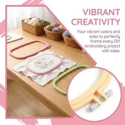 Huacan 4 Pcs Embroidery Hoop - Square Cross Stitch Hoop Set ABS Plastic Embroidery Hoops for Art Craft Sewing Tools Embroidery Ring for Sewing Needlework