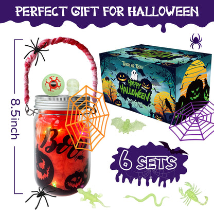 RBONIGHT 6PCS Halloween Lantern Craft Kit, Craft for Kids Age 6-8,8-12, DIY Decorations Art Project, Creative Activities for Party, Halloween Toys for Basket Stuffers Gifts