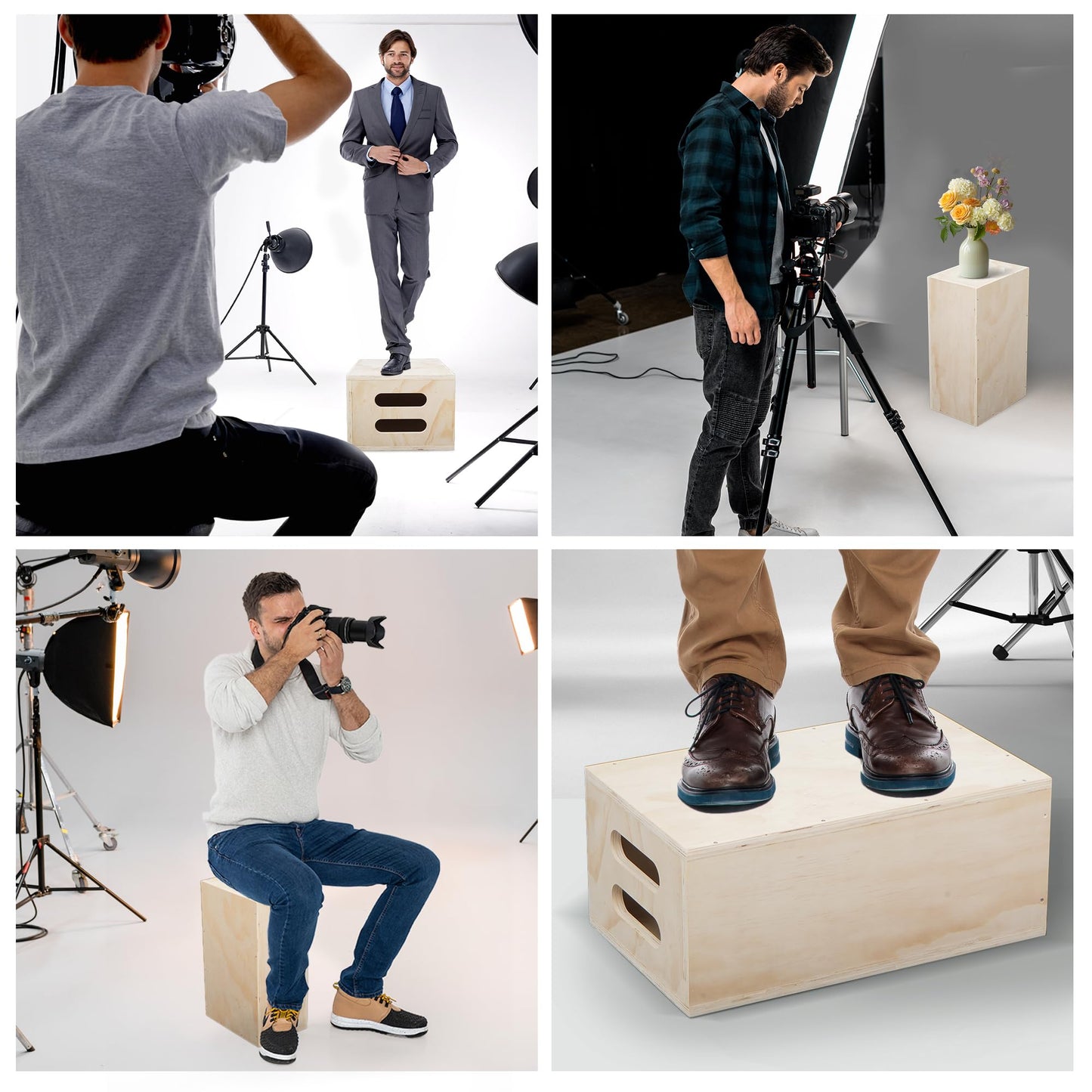 MYOYAY Photography Apple Box Set of 5, Standard Studio Apple Box with Magnetic Lid for Photo Studio Film Photography Prop, Nesting Apple Boxes Set for Supporting Height-Adjusting