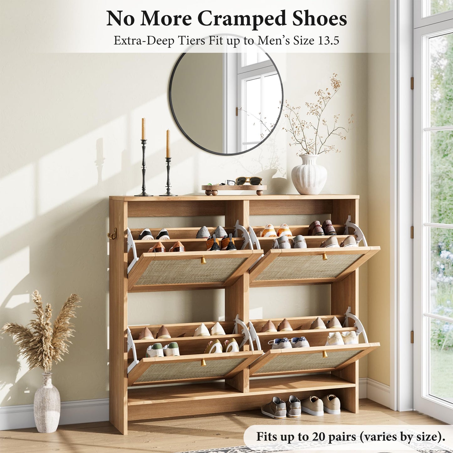 Nicetree Shoe Storage Cabinet for Entryway,Flip Drawers Adjustable Shelves,Shoe Organizer