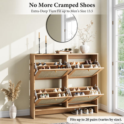 Nicetree Shoe Storage Cabinet for Entryway,Flip Drawers Adjustable Shelves,Shoe Organizer