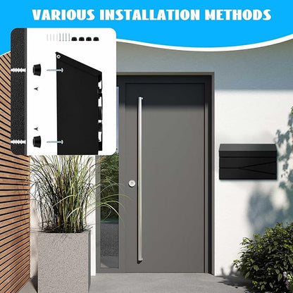 Yaocom Wall Mount Mailbox Large Capacity Mailbox for Outside Galvanized Steel Rustproof Metal Mail Drop Post Modern Black Collection Box Hanging Postbox 15.75" x 9.84" x 4.33" (No Keys Locking)