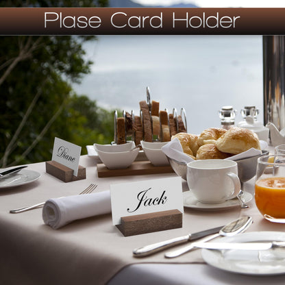 12 Pack Wood Place Card Holders - Table Number Holders - Brown Wooden Table Numbers Holder for Photo - Cards Display Stands for any Decor - Perfect for Cafe Wedding Shop Party Events Retail Shop Home