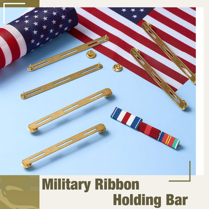 Landical 6pcs Military Ribbons Holding Bar Ribbon Mounting Bar Rack Military Brass Mount Holder for Uniforms Organizer (3 Ribbon)