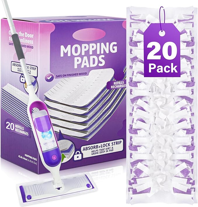 Mop Pads Refills for Swiffer Power Mop: 20 Pcs Wet Dry Disposable Pad for