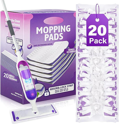 Mop Pads Refills for Swiffer Power Mop: 20 Pcs Wet Dry Disposable Pad for