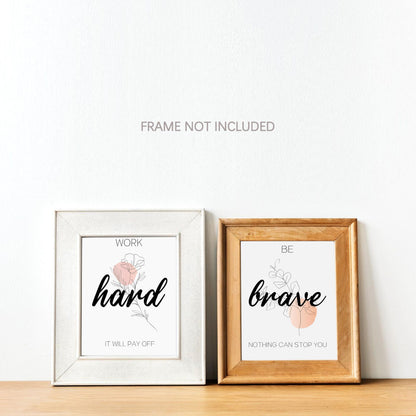 KDMAZH Inspirational Wall Art for Bedroom, Motivational Office Wall Art Decor, for Bedroom,Living Room,Office,Set of 6PCS, 8×10Inch，Unframed