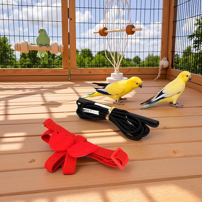 Pet Bird Harness Leash, Lightweight Bird Flying Harness Anti Bite Bird Harness Leash for Parrots Pigeons Lovebird Red