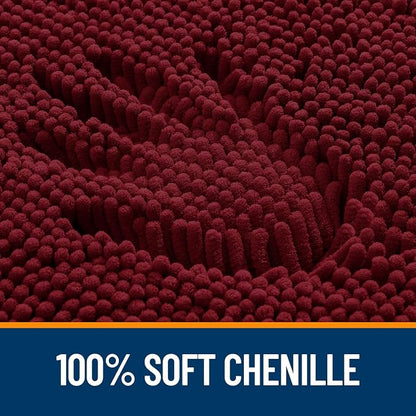 OLANLY Large Bathroom Rugs 50x30, Extra Soft Absorbent Chenille Bath Rugs, Rubber Backing Quick Dry, Machine Washable Bath Mats for Bathroom Floor, Tub and Shower, Home Decor Accessories, Burgundy