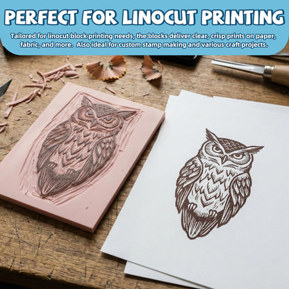 12Pcs 4"x6" Rubber Linoleum Blocks for Printmaking - Complete Stamp Carving Kit, Ideal for Linocut Block Printing, DIY Art Projects & Craft Supplies