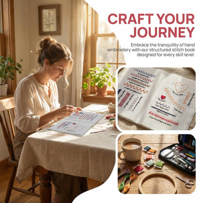 FingTip Embroidery Kit for Beginners, Embroidery Stitch Book for Adults Kids, DIY Stitch Gifts (106 Different Patterns)