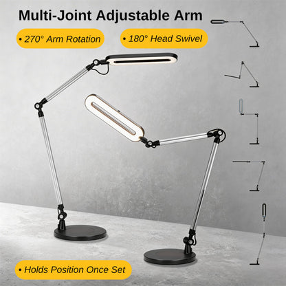 OTUS LED Architect Desk Lamp for Home Office with Wireless Charger, Adjustable Swing Arm, 32 in Tall, 11.8 in Panel, 3 Color Modes, 12 Dimmable Levels, Eye-Caring for Reading, Study, Video Calls