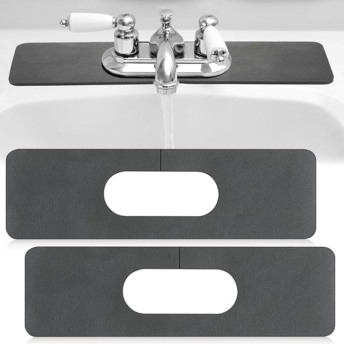 Tioncy 2 Pcs Faucet Mat Sink Splash Guard Oval-hole Oval Splash Pad