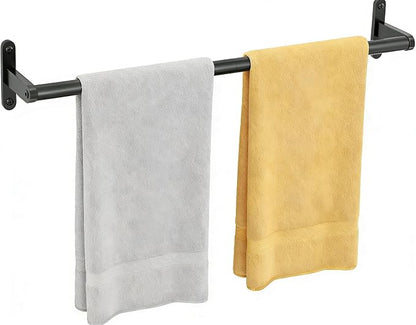 Black Towel Bar, 24 Inch Towel Rack for Bathroom Wall Mounted, Heavy Duty Hand Towel Holder, Space-Saving Bathroom Towel Rack Rod, Single Bar Matte Black