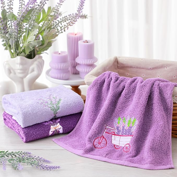 Lavender Floral Hand Towels Farmhouse Purple Lavender Bathroom Decor 14x29 Inch