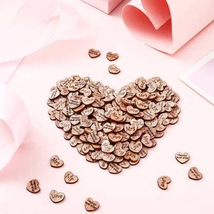 Blulu 1000 Pcs Small Wooden Heart Confetti for Craft Rustic Wedding Table Love Heart Centerpieces Decorations Mr Mrs Love Cake Decoration Gift for DIY Wedding Party Table Cake(Romantic Style)