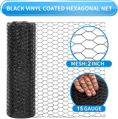 DOLEMODUO 72'' x 100' Black Chicken Wire Mesh Fence, 15 Gauge Poultry Netting and 2 inch Mesh Fence Roll, Chicken Wire for Floral Arrangements/Crafts/Farm/Livestock/Pet Protection