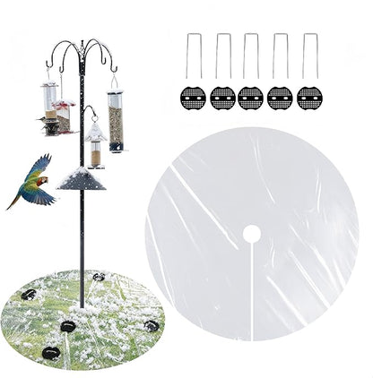 2 PCS 47.24 Inch Round Clear PE Bird Seed Catcher Mat - Waterproof Weather-Resistant, Intercepts Droppings & Birdseed, Fits Shepherd Hooks & Poles, Lawn Protector