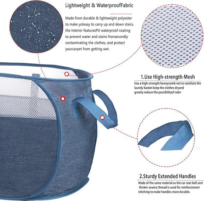 pop-up laundry basket，with Durable Handles collapsible Mesh laundry Hamper