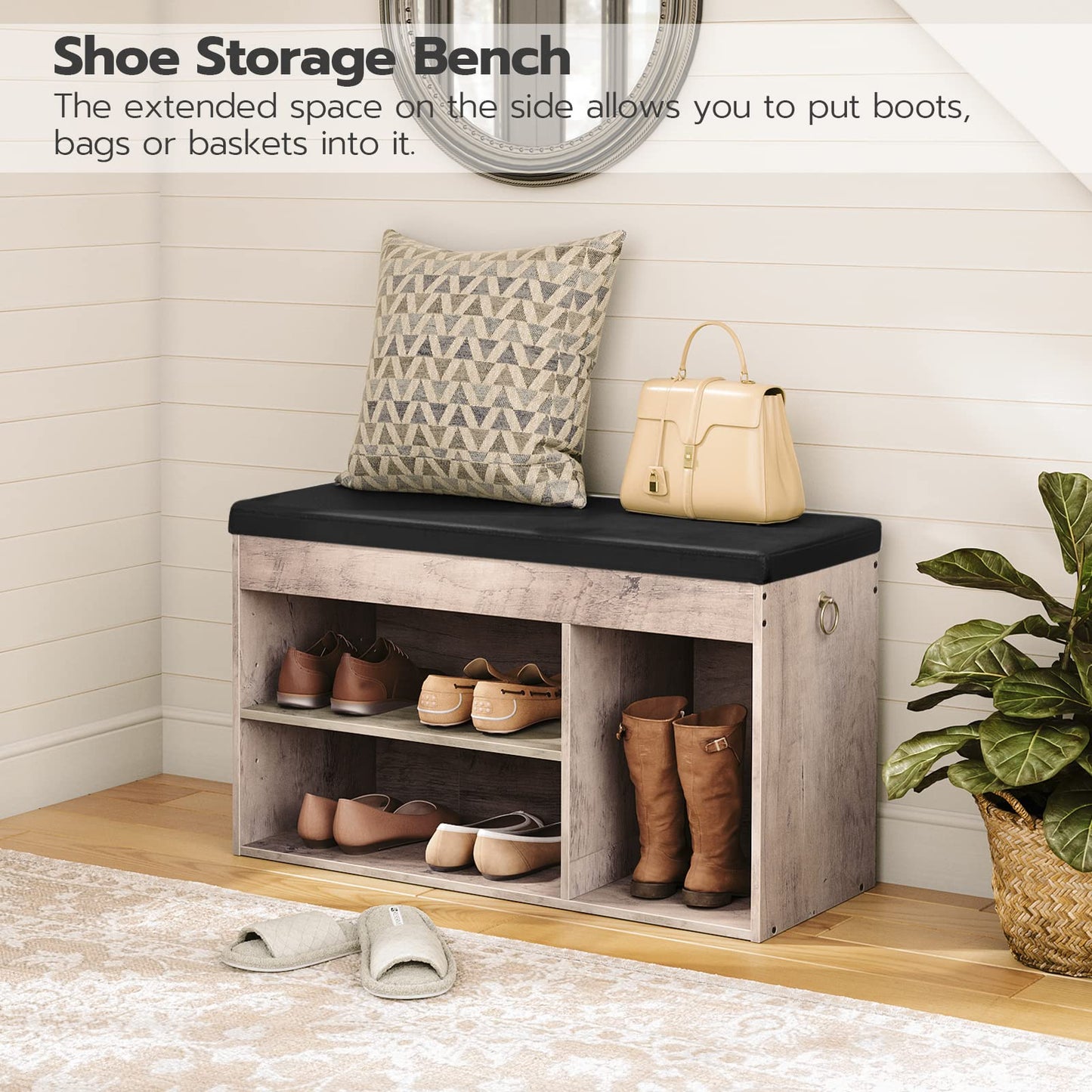 HOOBRO Shoe Storage Bench with Padded Cushion, Entryway Bench with Flip-Open Storage Box and Adjustable Shelf, Shoe Rack with Hidden Compartment, for Entryway, Living Room, BF-BG40HX01