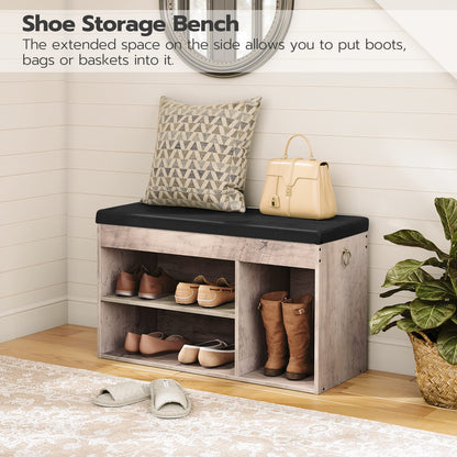 HOOBRO Shoe Storage Bench with Padded Cushion, Entryway Bench with Flip-Open Storage Box and Adjustable Shelf, Shoe Rack with Hidden Compartment, for Entryway, Living Room, BF-BG40HX01