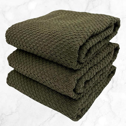 Serafina Home Olive Green Kitchen Hand Dish Towels: Oversized 28" x 18"