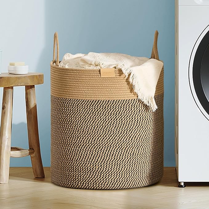 80L Laundry Hamper Basket, Baby Nursery Woven Storage Basket