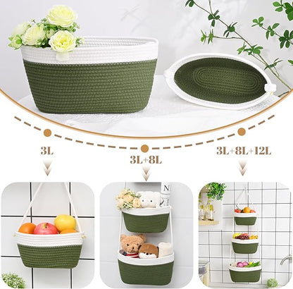 Hanging Storage Baskets, Over the Door Basket, Cotton Wall Baskets Storage