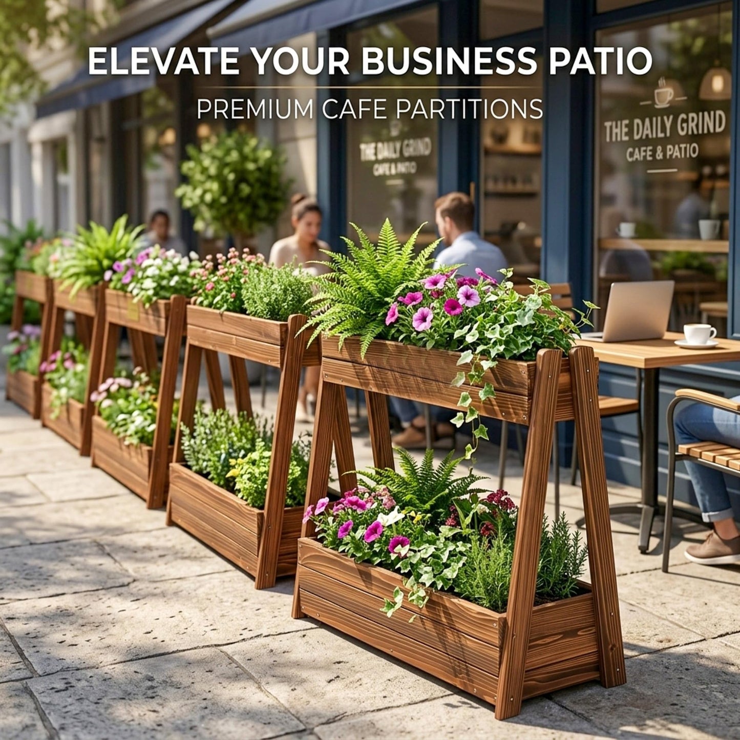 Ultym 2-Tier Elevated Raised Garden Bed, 36" H Fir Wood Planter Box with 23" Large Growing Space, Drainage Holes & Non-Woven Liner, Outdoor Flower Bed & Herb Garden Planter for Patio Balcony Backyard