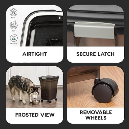 IRIS USA Airtight Dog Food Storage Container, WeatherPro, Removable Wheels