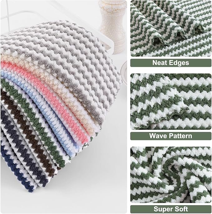 Homaxy Kitchen Towels, Ultra Soft and Absorbent Dish Towels, Reusable Fast