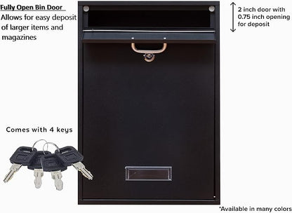 Wall Mounted Locking Vertical Dropbox Mailbox - Safe and Secure (Large) | Made with Galvanized Steel | Blue