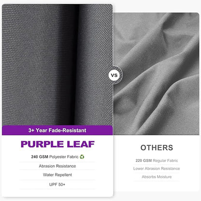 PURPLE LEAF 11.5' X 8.2' Tilting Patio Umbrella with Base Outdoor Cantilever Swivel Rectangle Umbrella Aluminum Offset Umbrella with 360-degree Rotation for Garden Deck Pool Patio Light Grey