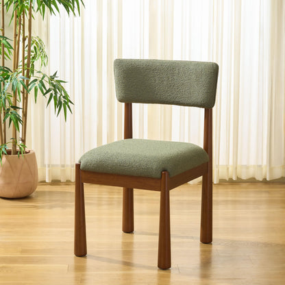 SAFAVIEH Home Collection – Koki Walnut & Green Upholstered Dining Chair, Padded Seat & Back (DCH9222D)