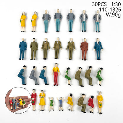 ZZZ SAN ZHI 1:30 Miniature People Figures, ABS Plastic Model People with Mixed Poses (Randomly Shipped) for Architecture Diorama Railway Layout Sand Table Scene Building, Adult Hobby Supplies (30)