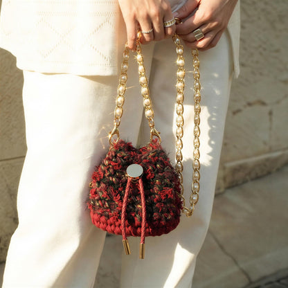 Nytale Beginner Crochet Kit for Adults - Midnight Rose Mini Bucket Bag. DIY Knitting Starter Pack with Luxury Velvet Yarn, Pearl Chain & Step-by-Step Video Tutorials. Beginner Friendly