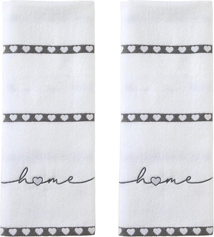 SKL Home Heart in Home 100% Cotton Embroidered 2pc Hand Towel Set, Decorative