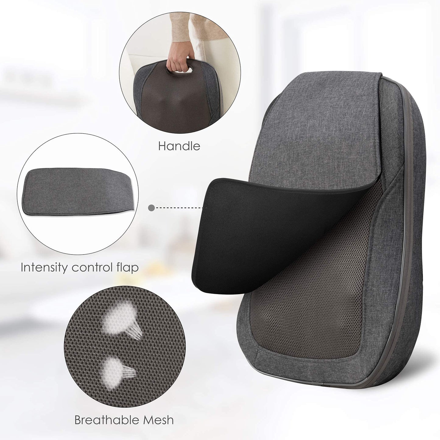 CooCoCo 14"×19" Shiatsu Back Massager with Heat, Birthday Gifts for Dad Mom Women Men Husband, Portable Massage Chair Pad, Kneading Massage Tools for Pain Relief, Chair Massager for Office Home