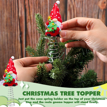 Gejoy 12 Pcs Mini Interchangeable Gnome Tree Topper, Valentine's Day Seasonal Resin Gnome Ornaments 5.1'' Miniature Christmas Tree Toppers for Year Round Gift, Office Home Decor, 1 Spring