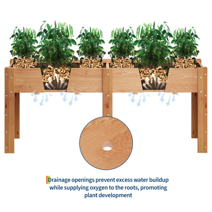 72x 23x30IN Raised Garden Bed Outdoors with High Legs & Hooks, Non-Woven Liner, Elevated Wooden Large Planter Box for Backyard, Patio, Balcony w/Divider Panel, 6 Legs, 300lb Capacity