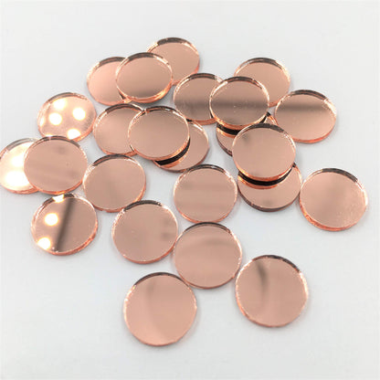 3/4" Round Mosaic Mirror Tiles Rose Gold Craft Mirror Circles 100 Pieces for Craft Projects (Dia 3/4'')