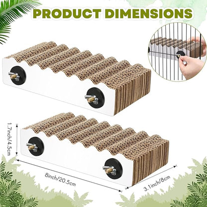 CroBlissful 2-Piece Bird Platforms - Macaw, Small Parakeet, Conure, Budgie - Brown Cardboard Bird Perch - Paw Grinding Stand - Parrot Playground