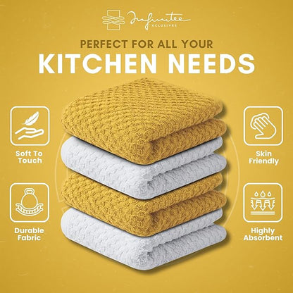 Infinitee Xclusives Premium Dish Cloth 100% Cotton 12 x 12 Inches |Pack of