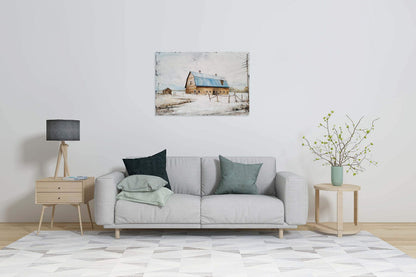 Yihui Arts Farmhouse Canvas Wall Art Hand Painted Light Blue and White Paintings Modern Abstract Rustic Pictures Artwork for Living Room Bedroom Bathroom Decor