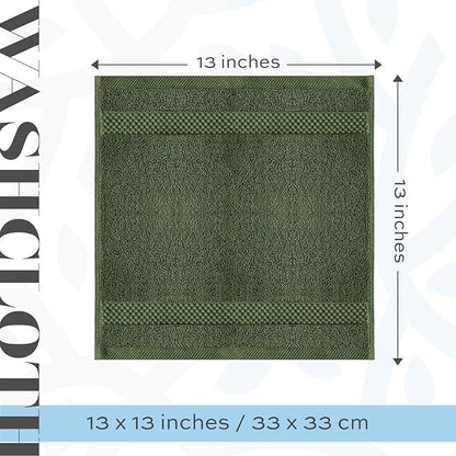 White Classic Luxury Cotton Washcloths 13x13 Inch