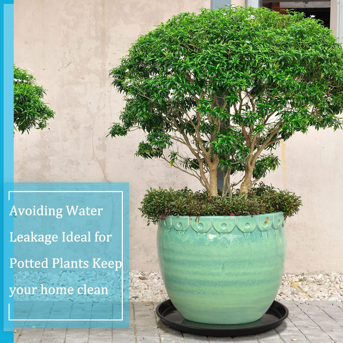 Eccliy 10 Packs 23 Inch Plastic Large Plant Saucers Heavy Duty Planter Trays Jumbo Flower Pot Saucers Plastic Water Trays for Indoors and Outdoors