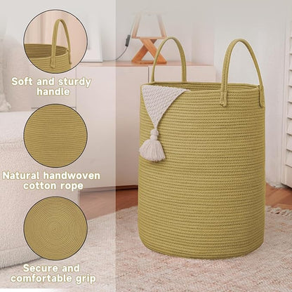 Large Woven Laundry Basket Hamper, 100L Cotton Rope Storage Bin