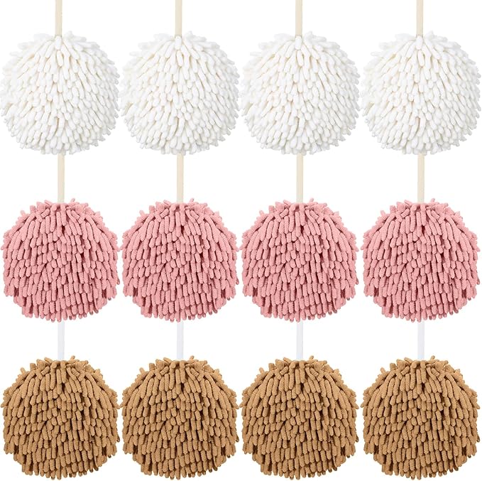 Macarrie 12 Packs Fluffy Towel Chenille Hand Towel Absorbent Fast Drying Hand