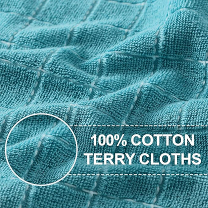 Homaxy 100% Cotton Terry Kitchen Towels, Checkered Designed, Soft and Super