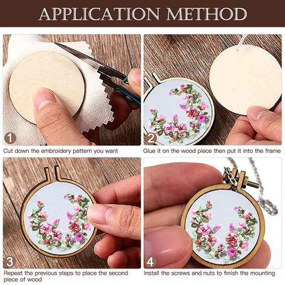 ZOCONE 40 Packs Mini Embroidery Hoops, Small Ring Tiny Embroidery Hoops, Round Wood Hoops for DIY Pendant Embroidery Necklace Jewelry Pendant and Keychain